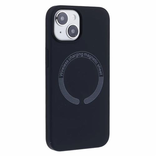 BJT Series For iPhone 14 Magnetic Phone Case TPU+Silicone Fabric Lining Back Cover - Black - 1