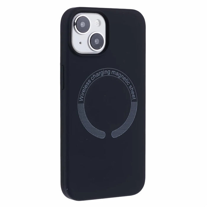 BJT Series For iPhone 14 Magnetic Phone Case TPU+Silicone Fabric Lining Back Cover - Black - 1
