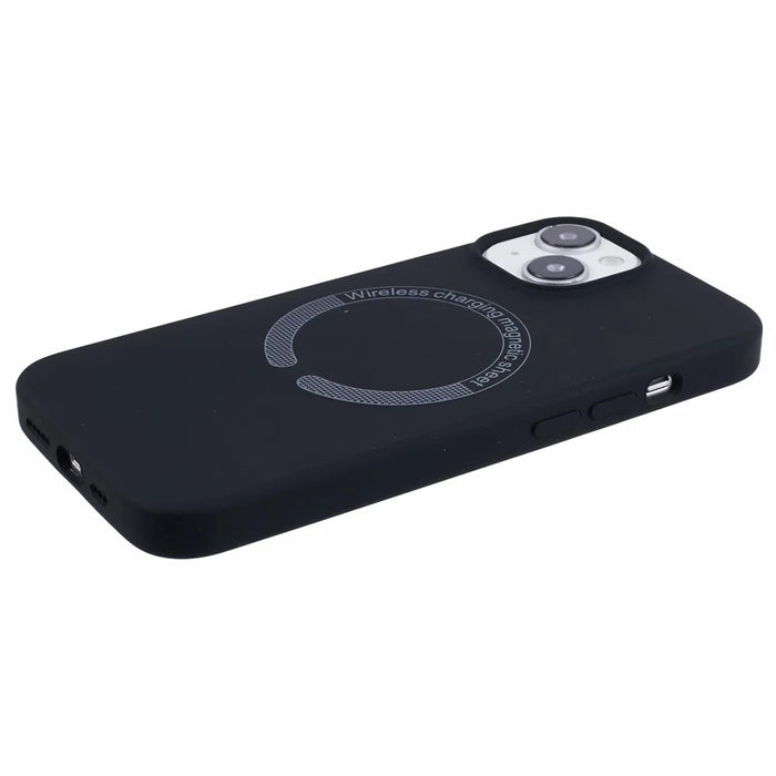 BJT Series For iPhone 14 Magnetic Phone Case TPU+Silicone Fabric Lining Back Cover - Black - 5