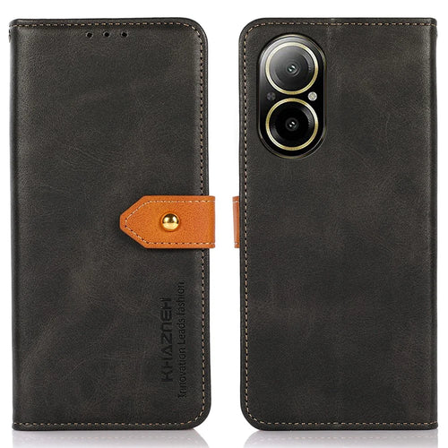 KHAZNEH For Realme C67 4G Case PU Leather Card Holders Stand Phone Cover - Black - 1