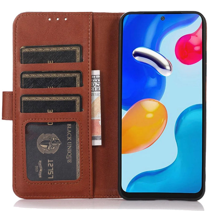 For Realme C67 4G Case PU Leather Card Slot Stand Shockproof TPU Interior Shell Phone Cover - Brown - 2