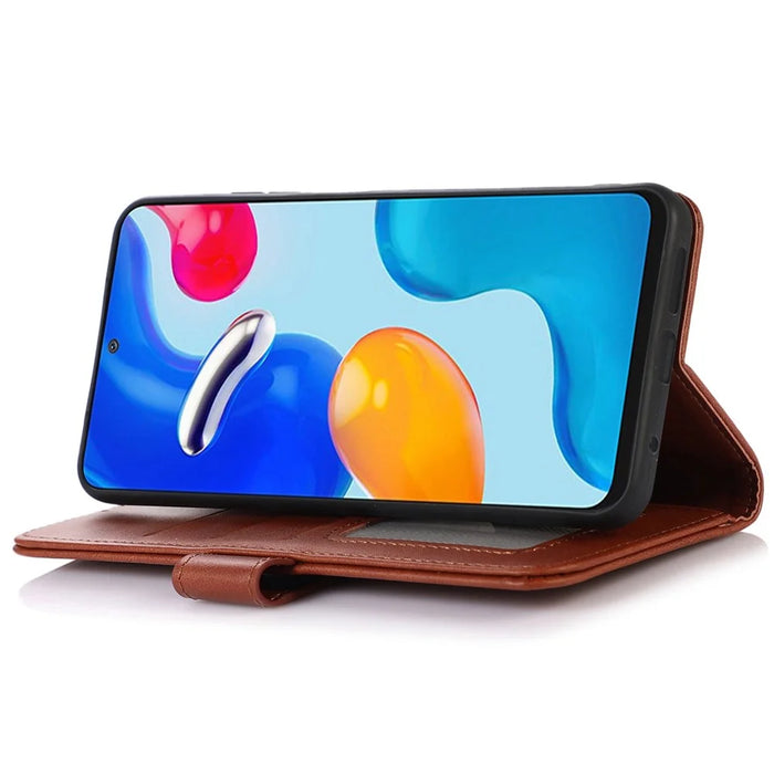 For Realme C67 4G Case PU Leather Card Slot Stand Shockproof TPU Interior Shell Phone Cover - Brown - 3