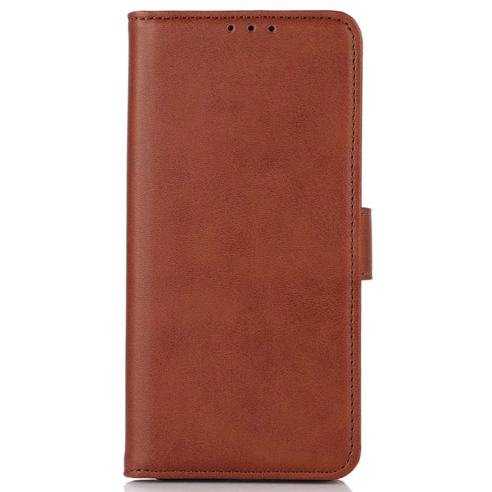 For Realme C67 4G Case PU Leather Card Slot Stand Shockproof TPU Interior Shell Phone Cover - Brown - 6