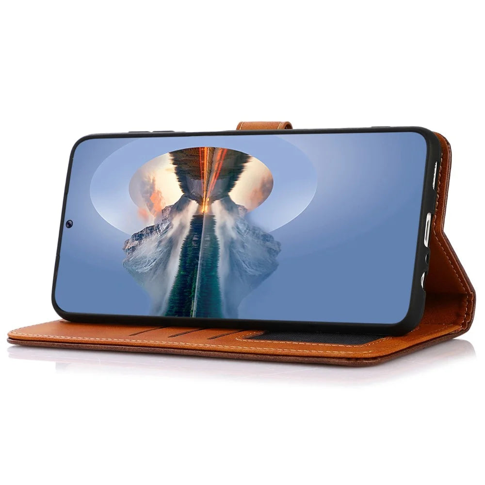 KHAZNEH For OnePlus Ace 3 5G / 12R 5G Case PU Leather Shockproof TPU Shell Folio Cover - Brown - 3