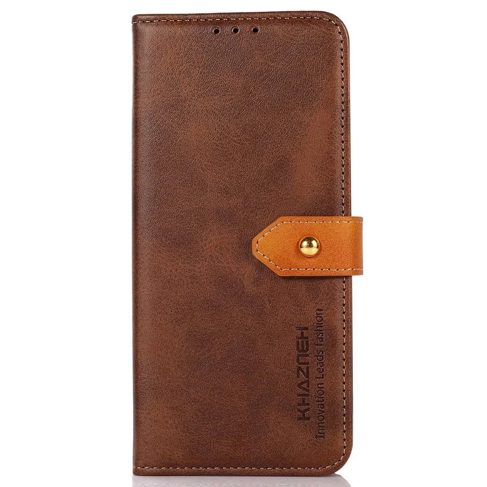KHAZNEH For OnePlus Ace 3 5G / 12R 5G Case PU Leather Shockproof TPU Shell Folio Cover - Brown - 6