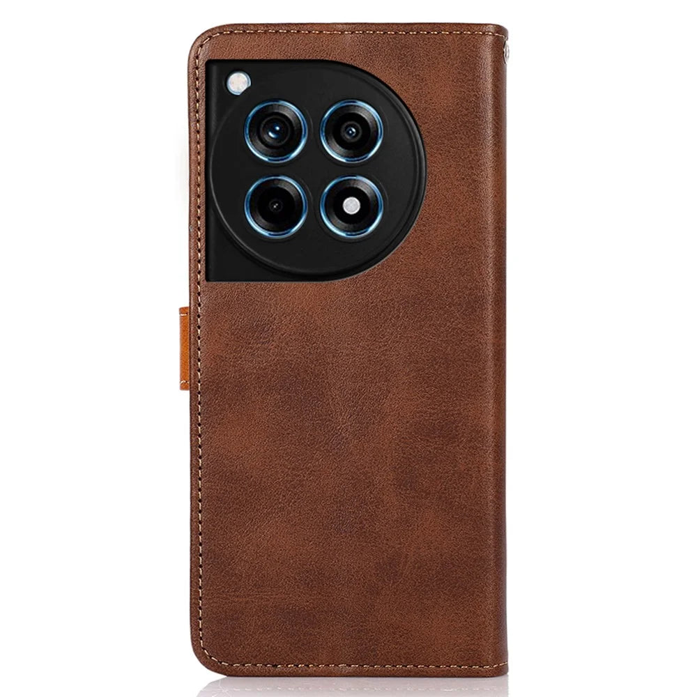 KHAZNEH For OnePlus Ace 3 5G / 12R 5G Case PU Leather Shockproof TPU Shell Folio Cover - Brown - 7