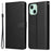 Cell Phone Case for iPhone 15 Wallet PU Leather Stand Mobile Phone Shell - Black - 1