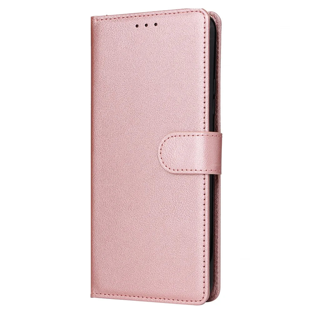 For iPhone 15 Pro Max Stand Cell Phone Case Wallet PU Leather Phone Cover - Rose Gold - 5