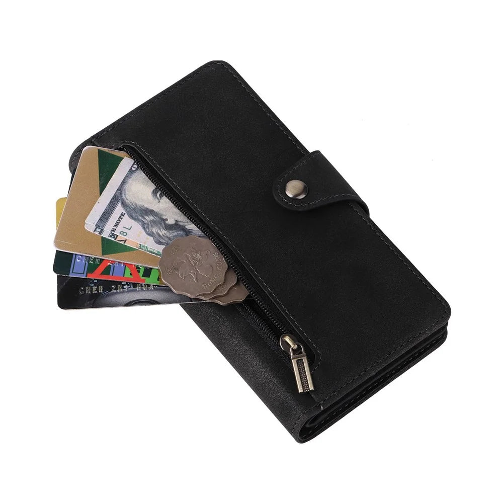For Google Pixel 8 Pro TPU+PU Leather Phone Case Wallet Rivet Decor Stand Phone Cover - Black - 5