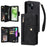 Rivet Decor Phone Case for iPhone 15 Wallet PU Leather Shell Stand Phone Cover - Black - 1