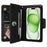 Rivet Decor Phone Case for iPhone 15 Wallet PU Leather Shell Stand Phone Cover - Black - 2