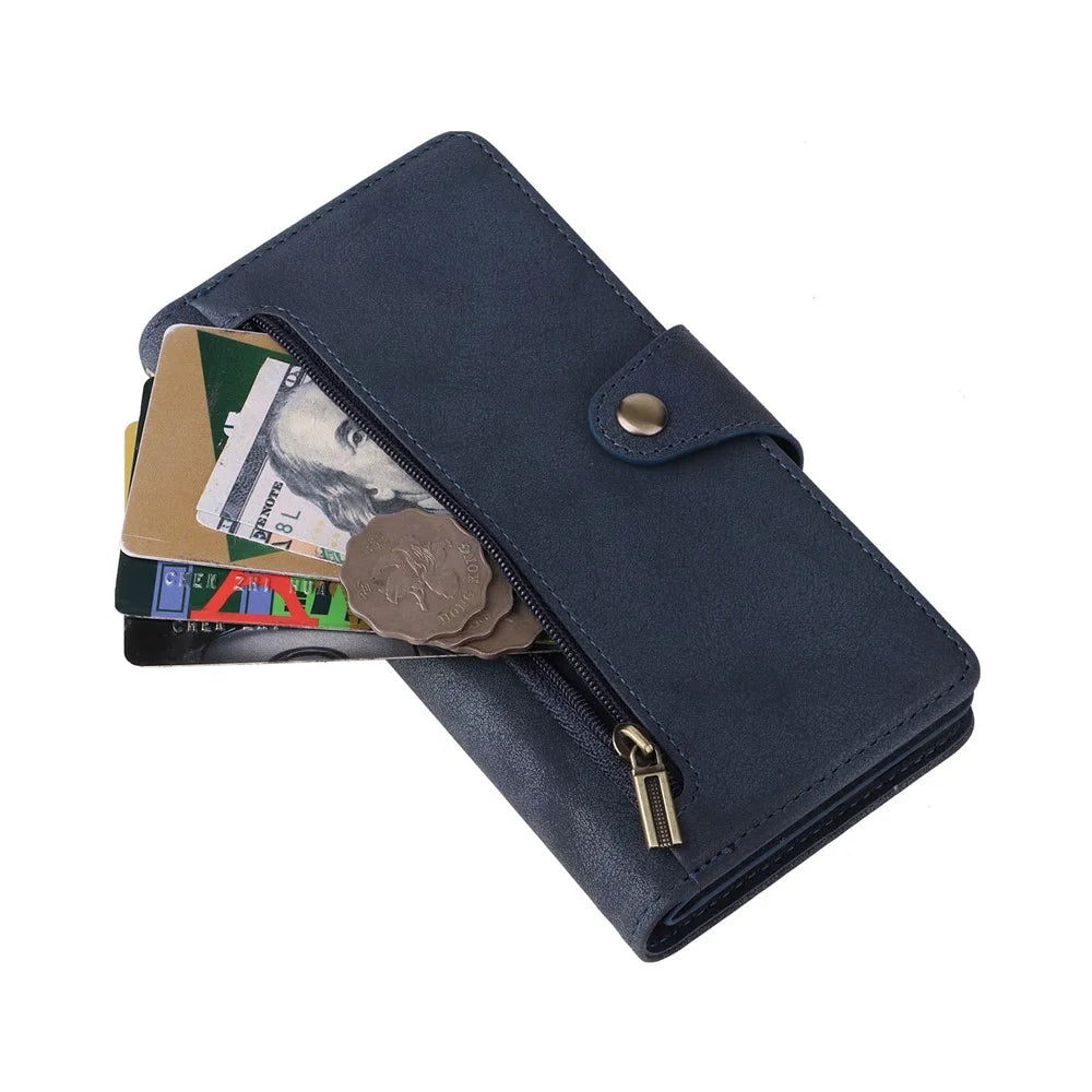 For Google Pixel 8 Stand Cell Phone Cover Wallet Rivet Decor PU Leather Phone Case - Blue - 5
