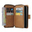For iPhone 15 Zipper Pocket Case 9 Card Slots PU Leather Wallet Mobile Phone Stand Cover Shell - Brown - 2