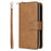 For iPhone 15 Zipper Pocket Case 9 Card Slots PU Leather Wallet Mobile Phone Stand Cover Shell - Brown - 6