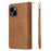 For iPhone 15 Zipper Pocket Case 9 Card Slots PU Leather Wallet Mobile Phone Stand Cover Shell - Brown - 7