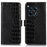 For OnePlus 12R 5G / Ace 3 5G Case RFID Blocking Genuine Cow Leather Phone Wallet Cover - Black - 1