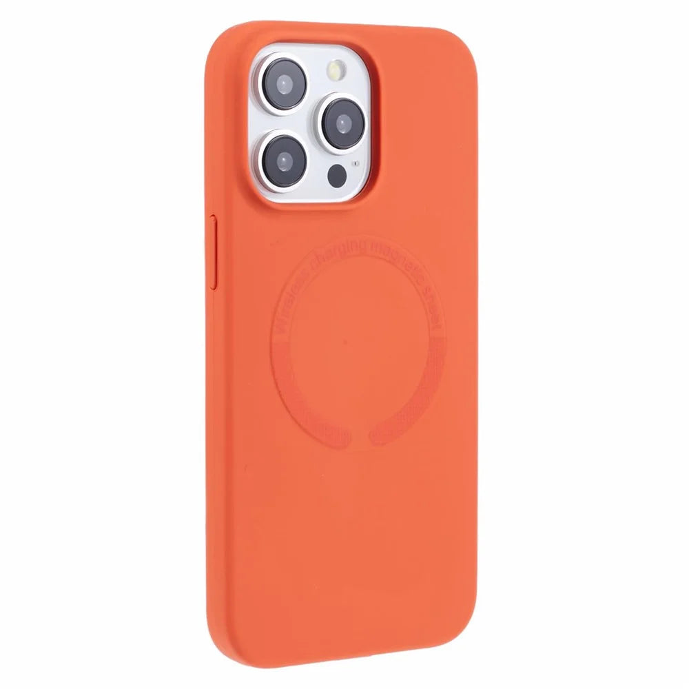 BJT Series For iPhone 13 Pro Max 6.7 inch Magnetic Phone Case TPU+Silicone Drop-resistant Back Shell - Orange - 1