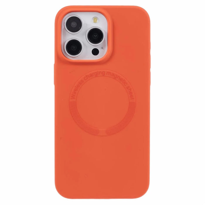 BJT Series For iPhone 13 Pro Max 6.7 inch Magnetic Phone Case TPU+Silicone Drop-resistant Back Shell - Orange - 3