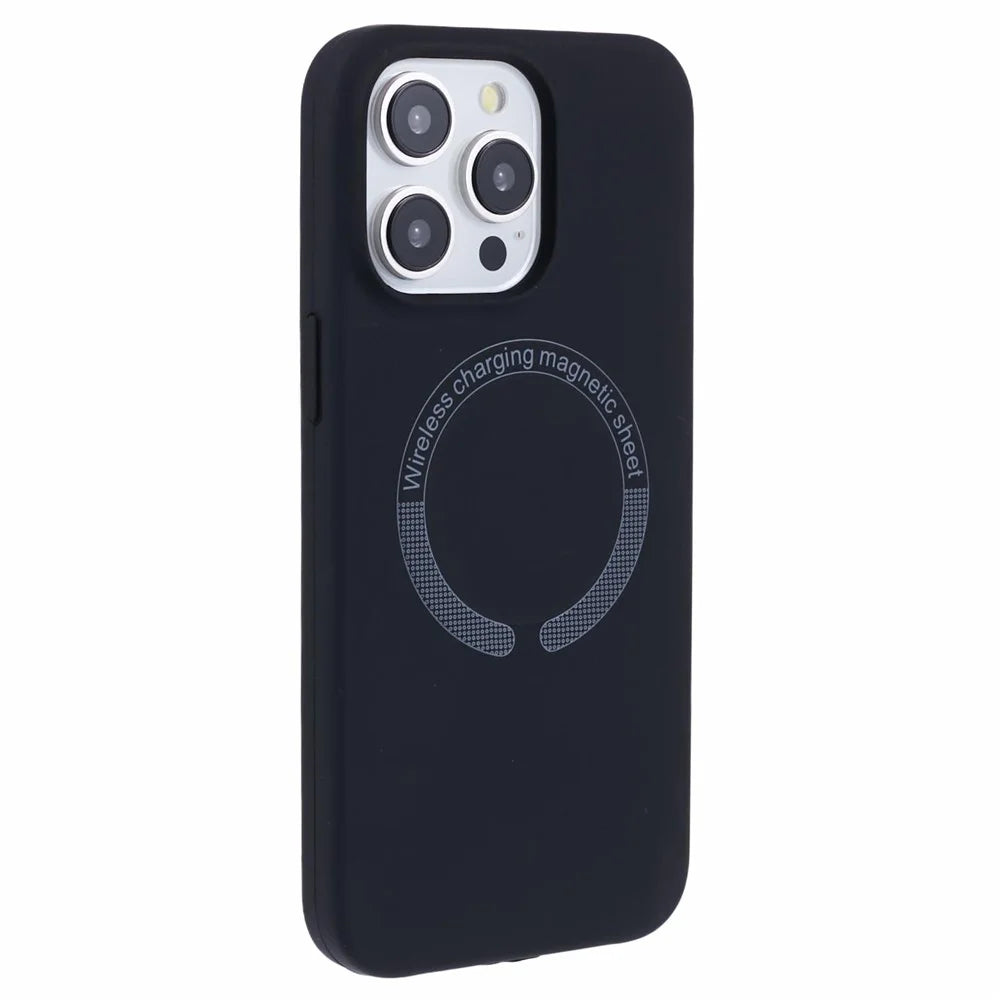 BJT Series For iPhone 12 Pro Max 6.7 inch Case Compatible with MagSafe TPU+Silicone Anti-drop Phone Shell - Black - 1