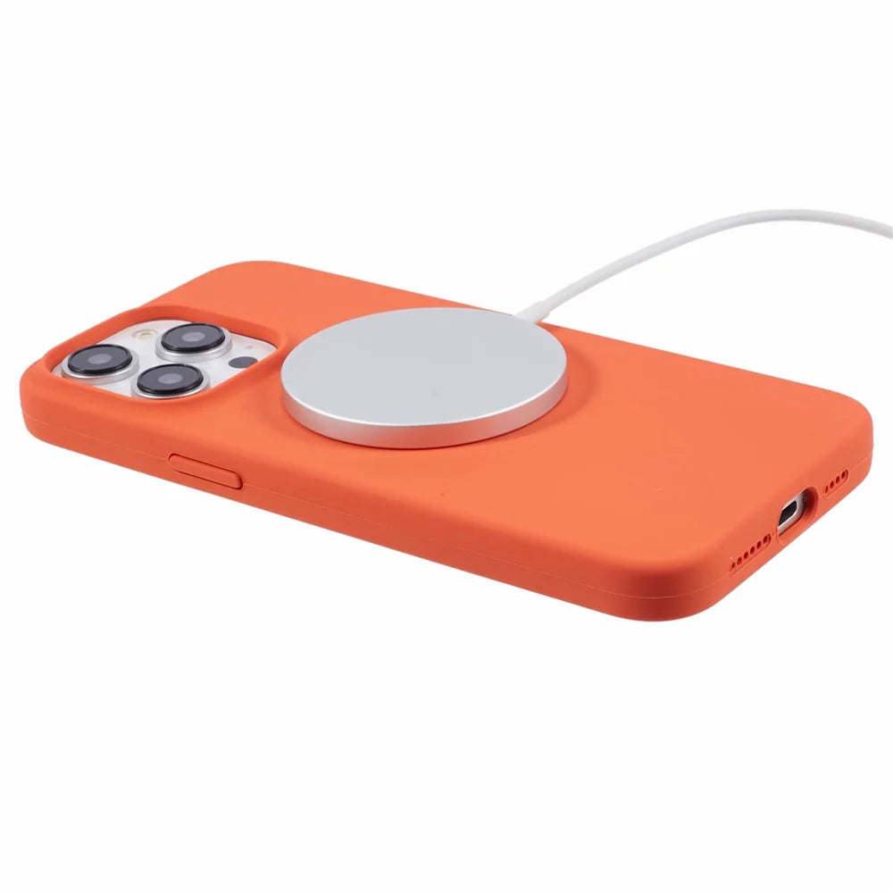BJT Series Magnetic Case for iPhone 15 Pro Shell Scratch-proof TPU+Silicone Back Cover - Orange - 4