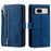For Google Pixel 9 / Pixel 9 Pro Wallet Phone Case Zipper Leather Cover with 9 Card Slots - Blue - 6