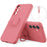 For Samsung Galaxy S23 FE Case Liquid Silicone Ring Holder Kickstand BackCover with Lanyard - Wine Red - 1