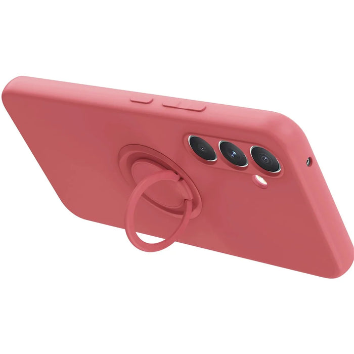 For Samsung Galaxy S23 FE Case Liquid Silicone Ring Holder Kickstand BackCover with Lanyard - Wine Red - 3