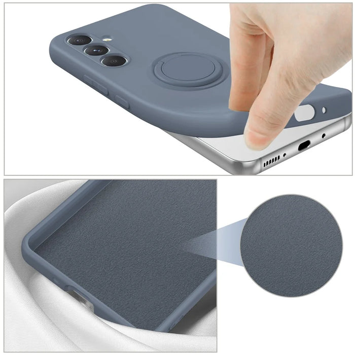 For Samsung Galaxy S23 FE Case Liquid Silicone Ring Holder Kickstand BackCover with Lanyard - Wine Red - 7