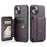 For iPhone 15 Case Waxy Leather+TPU Phone Cover with RFID Blocking Card Slots Kickstand - Purple - 1