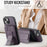For iPhone 15 Case Waxy Leather+TPU Phone Cover with RFID Blocking Card Slots Kickstand - Purple - 6