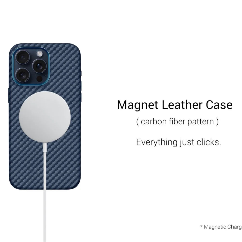 KZDOO For iPhone 15 Pro Max Case Compatible with MagSafe Carbon Fiber Texture Phone Cover - Carbon Gold - 2