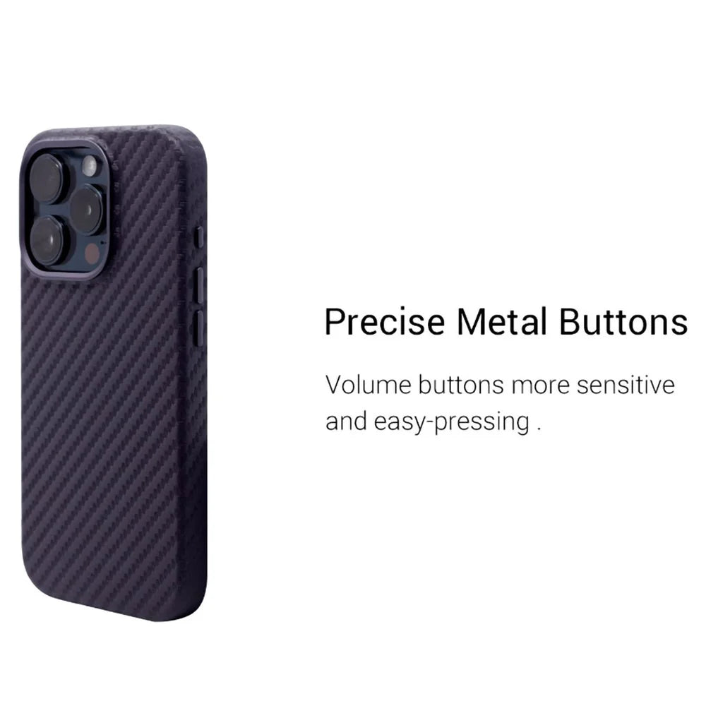 KZDOO For iPhone 15 Pro Max Case Compatible with MagSafe Carbon Fiber Texture Phone Cover - Carbon Gold - 3