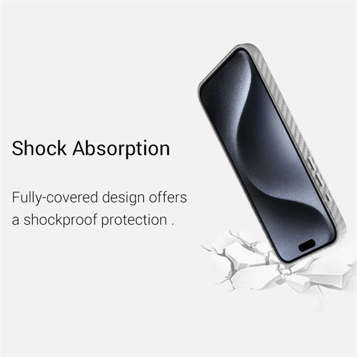 KZDOO For iPhone 15 Pro Max Case Compatible with MagSafe Carbon Fiber Texture Phone Cover - Carbon Gold - 5