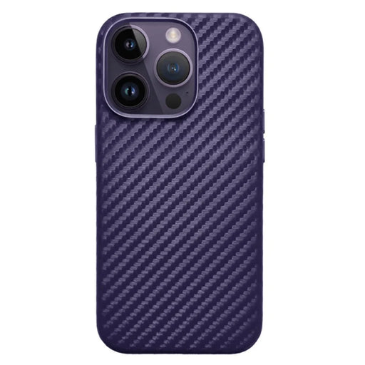KZDOO For iPhone 15 Pro Magnetic Case Carbon Fiber Texture Leather+PC Phone Cover - Carbon Purple - 1