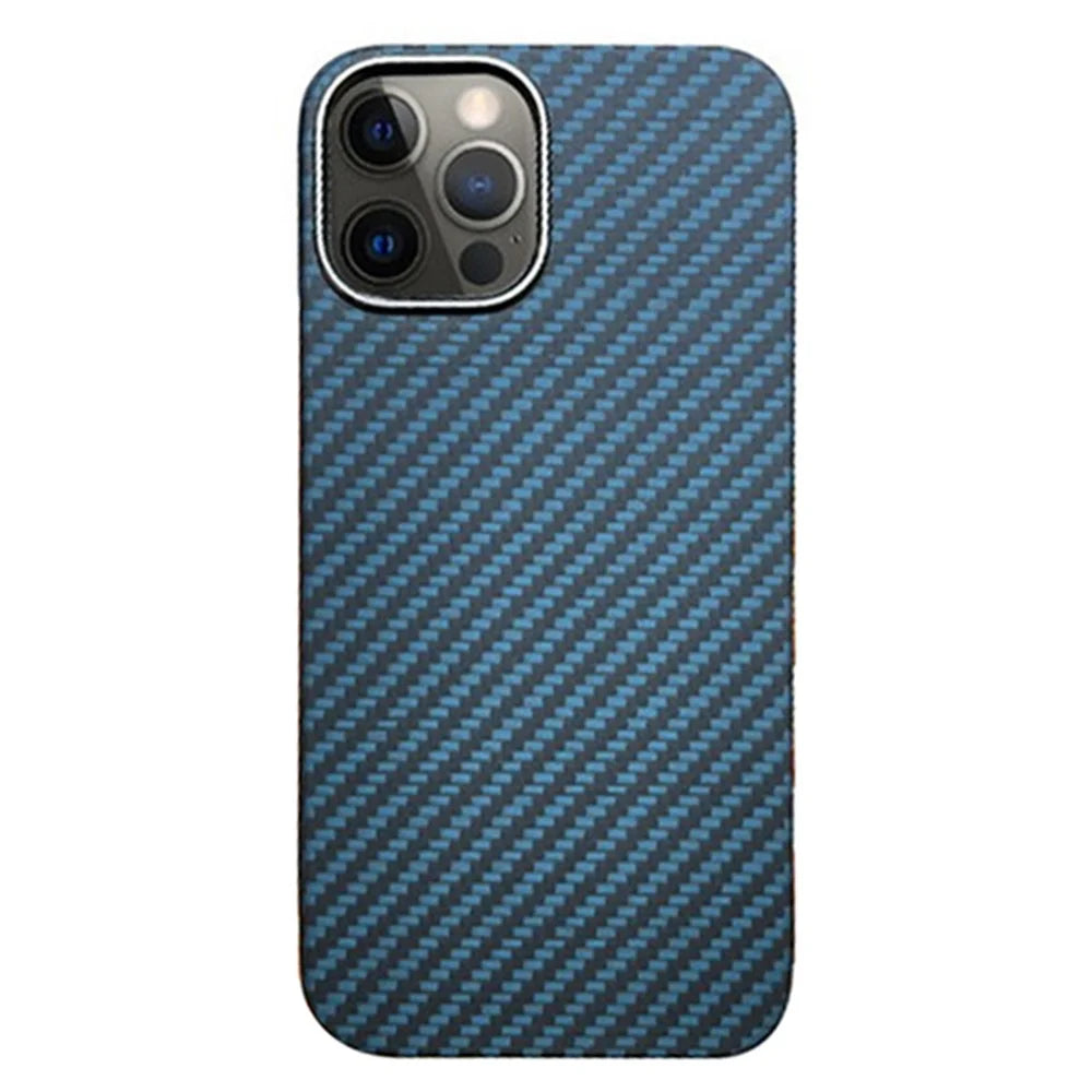 KZDOO For iPhone 15 Pro Cell Phone Case Aramid Fiber Slim-Fit Back Shell - Blue - 1
