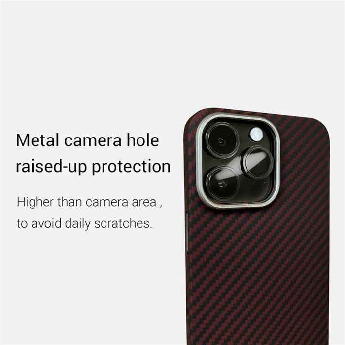 KZDOO For iPhone 15 Pro Cell Phone Case Ultra Thin Hard Aramid Fiber Back Cover - Brown - 4
