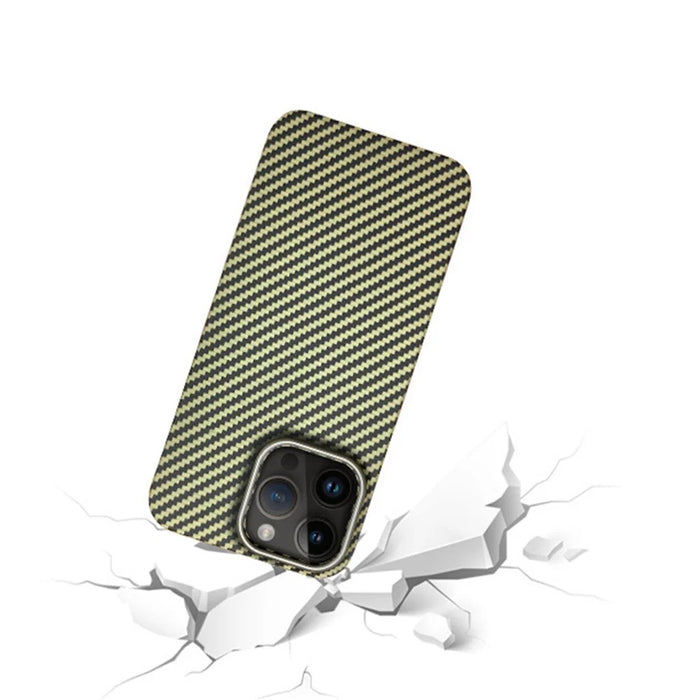 KZDOO For iPhone 15 Pro Cell Phone Case Ultra Thin Hard Aramid Fiber Back Cover - Brown - 5