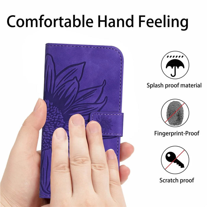HT04 For OnePlus 12R 5G / Ace 3 5G Leather Phone Case with Wrist Strap - Dark Purple - 4