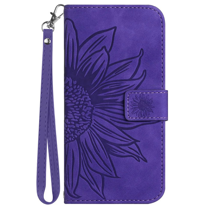 HT04 For OnePlus 12R 5G / Ace 3 5G Leather Phone Case with Wrist Strap - Dark Purple - 7