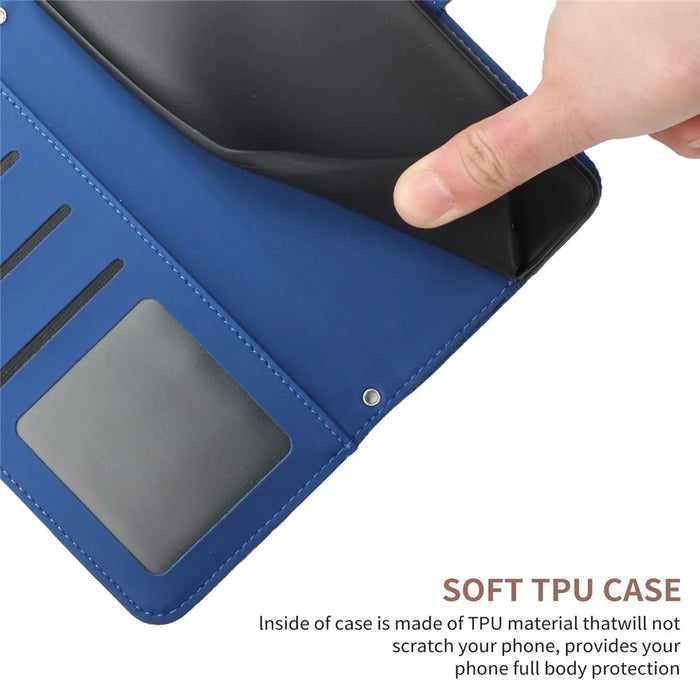 HT03 For Google Pixel 10 Pro XL / 9 Pro XL Case Flip Stand View Skin-Touch Leather Phone Cover - Blue - 4