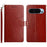 For Google Pixel 10 Pro XL / 9 Pro XL Case with Wrist Strap Y Shaped Lines Imprint Leather Phone Cover - Brown - 1
