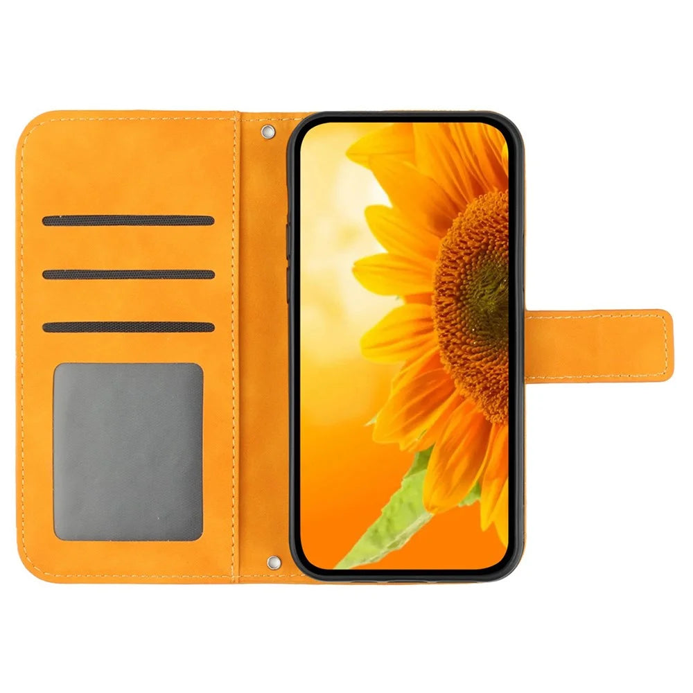 HT04 For Google Pixel 10 Pro XL / 9 Pro XL Leather Case Crossbody Phone Cover with Wallet Stand - Yellow - 2