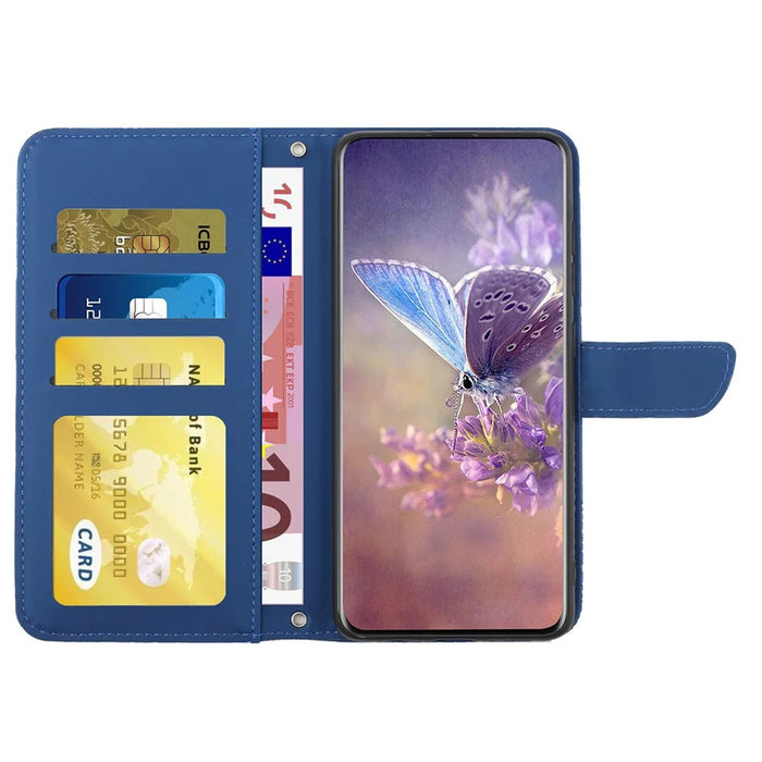 HT03 For Google Pixel 10 Pro / 10 / 9 / 9 Pro Case Butterfly Flower Shockproof Phone Cover Wallet - Blue - 2