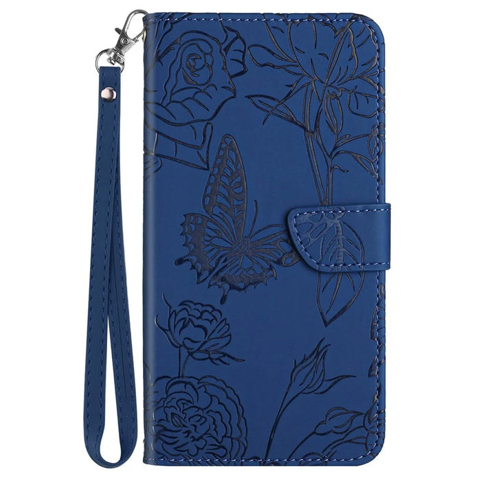 HT03 For Google Pixel 10 Pro / 10 / 9 / 9 Pro Case Butterfly Flower Shockproof Phone Cover Wallet - Blue - 7