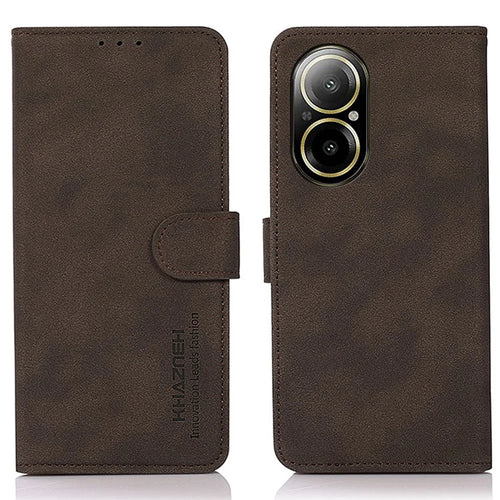 KHAZNEH For Realme C67 4G Anti-Scratch Phone Shell Wallet Phone Cover Stand Case - Brown - 1