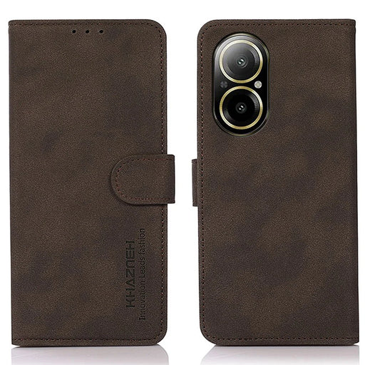 KHAZNEH For Realme C67 4G Anti-Scratch Phone Shell Wallet Phone Cover Stand Case - Brown - 1