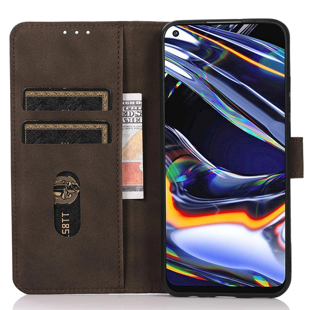 KHAZNEH For Realme C67 4G Anti-Scratch Phone Shell Wallet Phone Cover Stand Case - Brown - 3