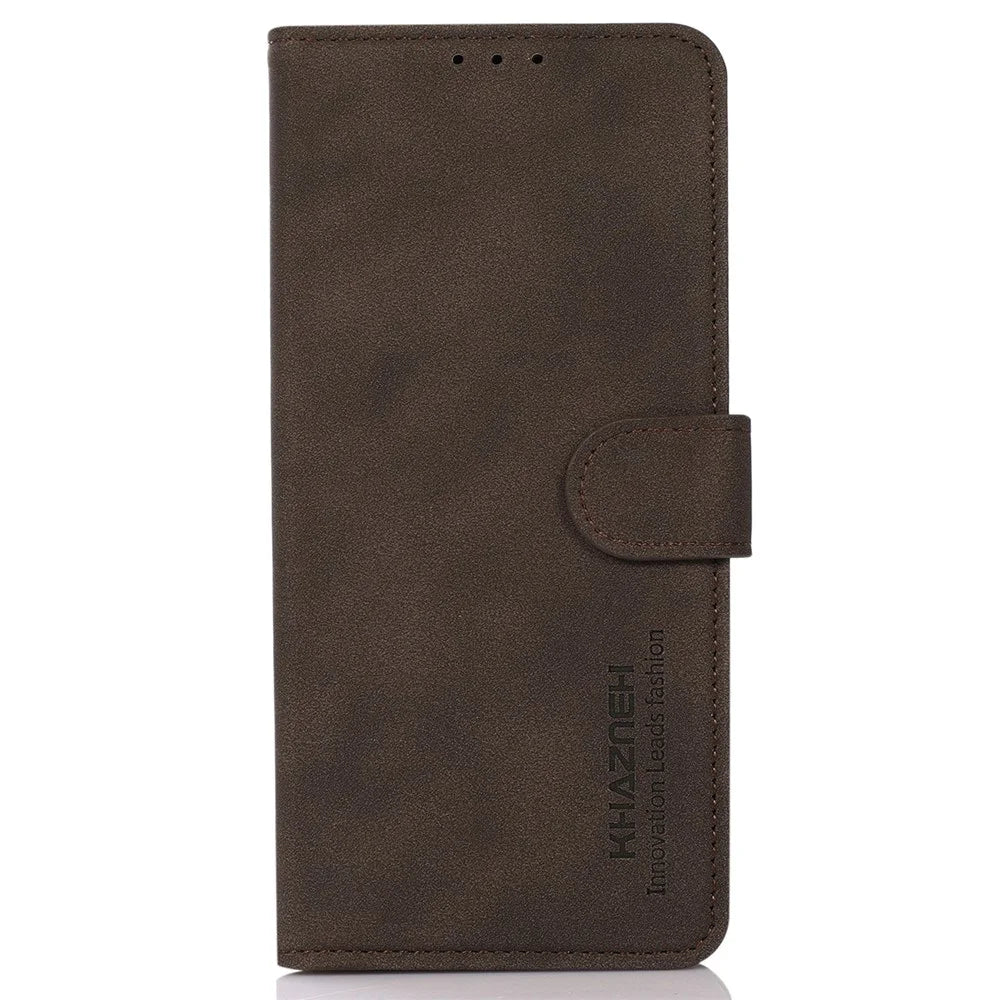 KHAZNEH For Realme C67 4G Anti-Scratch Phone Shell Wallet Phone Cover Stand Case - Brown - 6