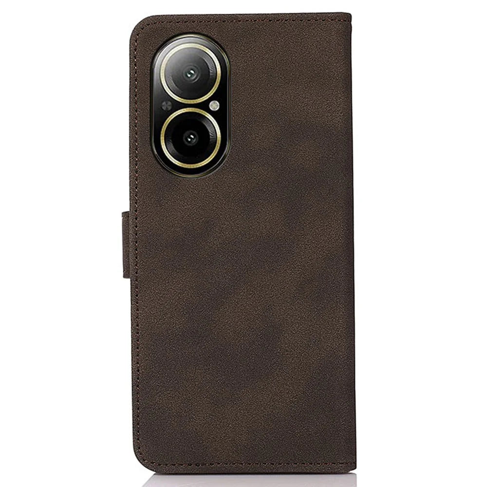 KHAZNEH For Realme C67 4G Anti-Scratch Phone Shell Wallet Phone Cover Stand Case - Brown - 7