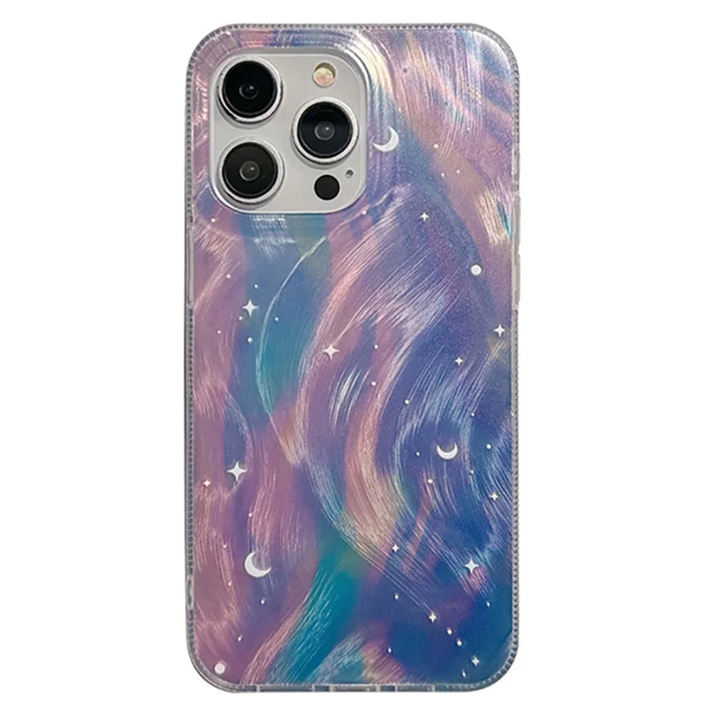 For iPhone 14 Pro Max Case Gradient Starry Silver TPU+Acrylic Phone Cover Protector - 1